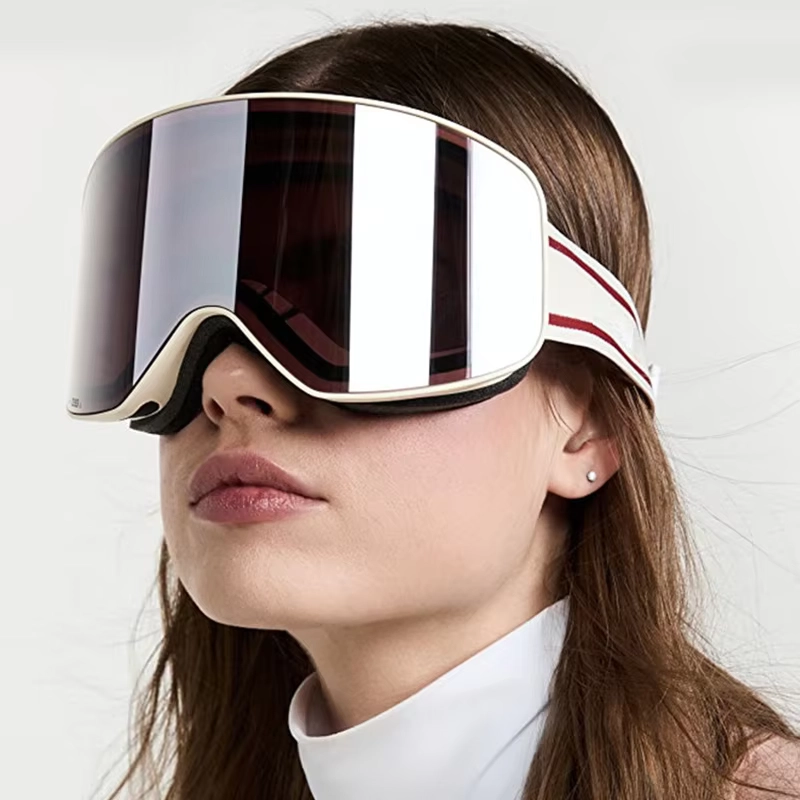 UV400 Cylindrical Ski Goggles with Double Anti-Fog Lens, Over-Glasses Snow Protection