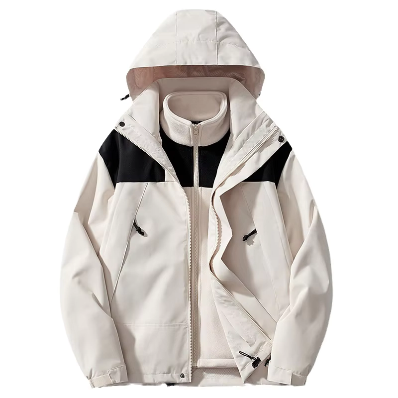 Men’s 3-in-1 Waterproof Ski Jacket with Fleece Warmth and Detachable Hood