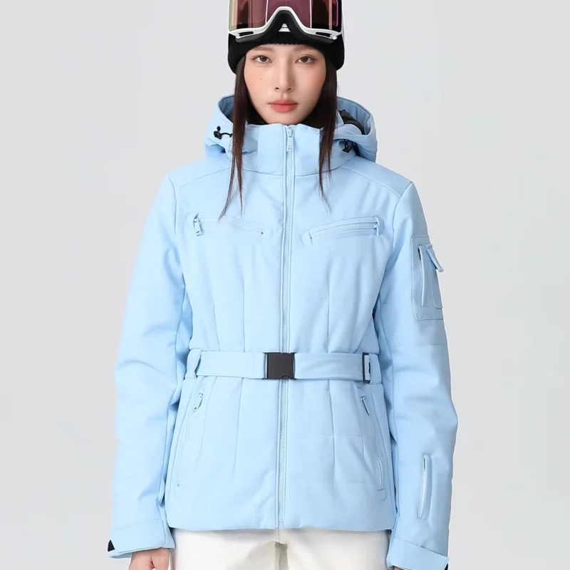 Women’s 15000 Waterproof Padded Ski Jacket with Hooded Warmth, Breathable Slim Fit