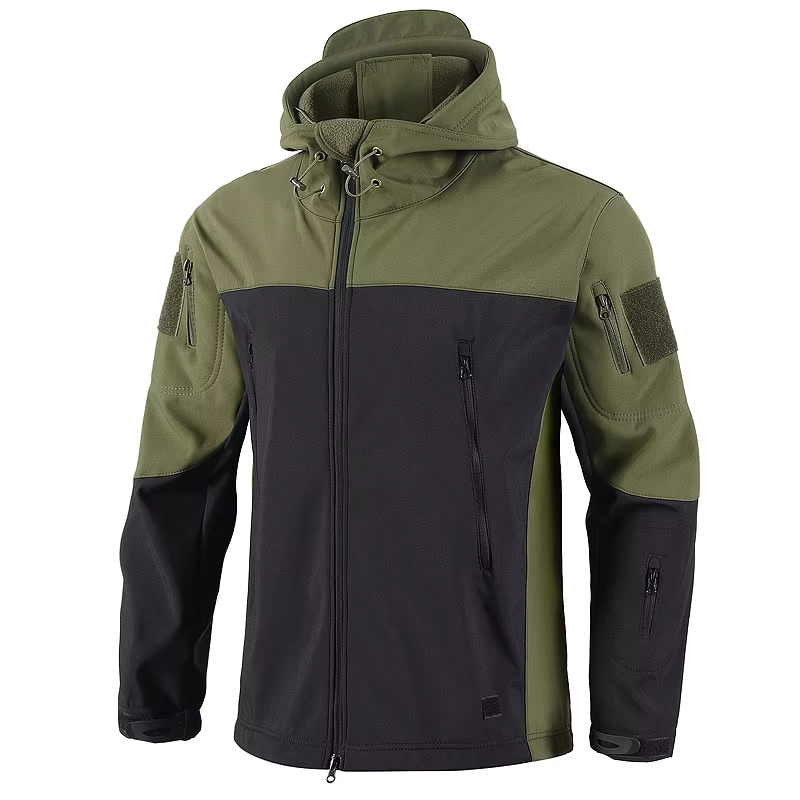 Men’s Hooded Soft Shell Ski Jacket, Waterproof Windbreaker Coat with Warm Lining and Utility Pockets