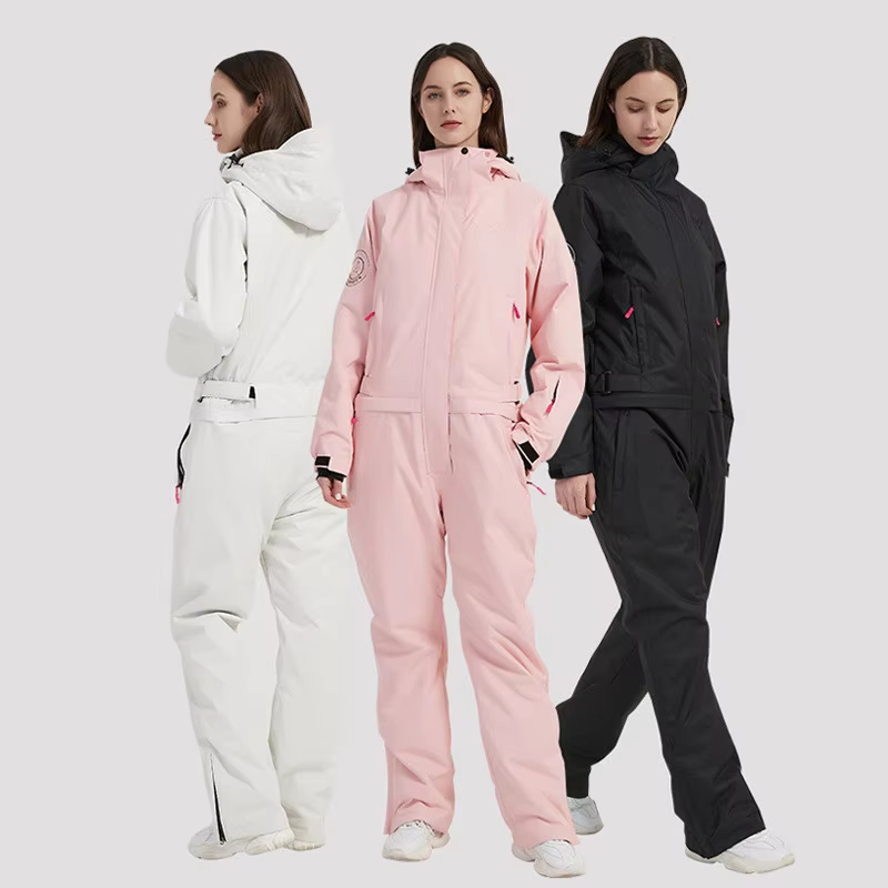 Women’s Hooded One-Piece Ski Suit with Waterproof Windproof Protection, Thick Warm Snowboard Fit