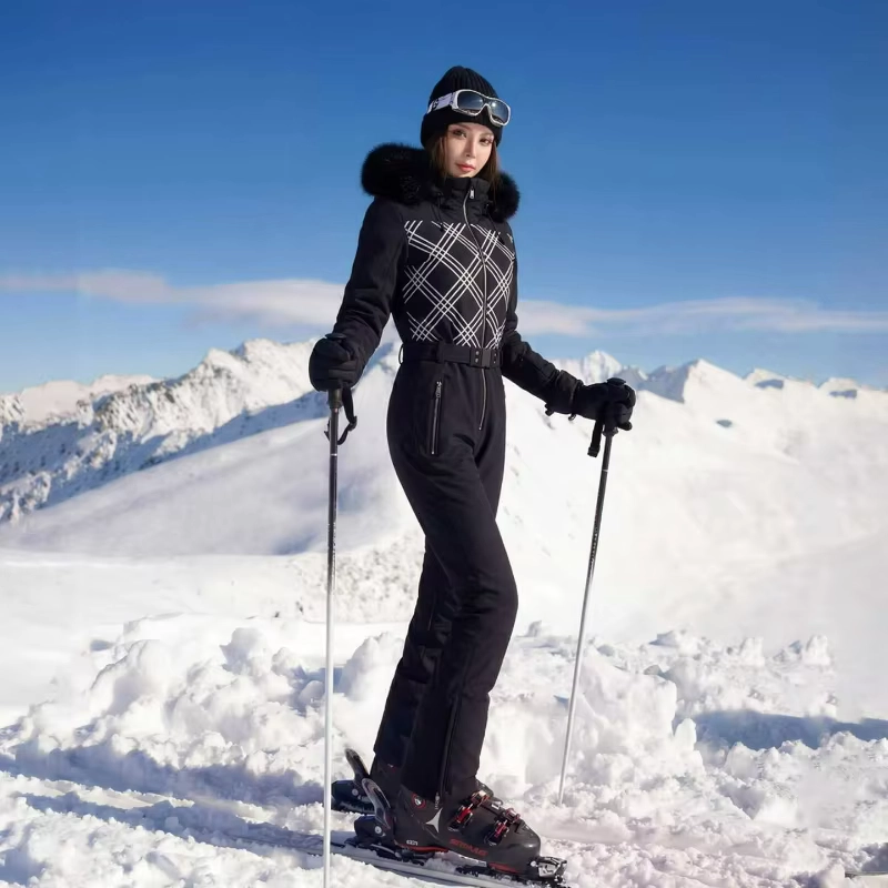 Women’s Slim Fit One-Piece Ski Suit with 15000 Waterproof Protection, Wear-Resistant Snow Coverage