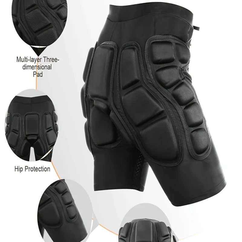 Adult Thickened Ski Hip Protection Shorts with Sponge Padding, High-Elastic Drawstring Fit