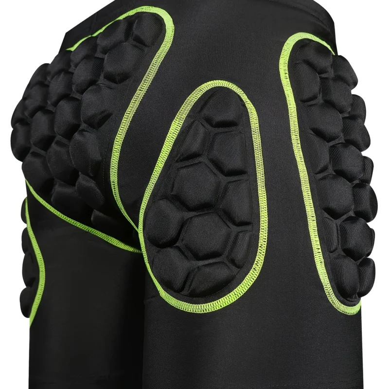 Boys’ Light Green Padded Ski Shorts with EVA Impact Protection, Breathable High-Stretch Fit