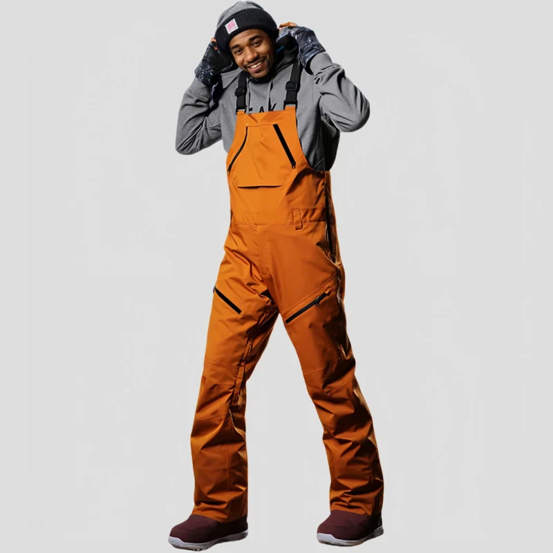 Men’s Waterproof Windproof Ski Overall Pants with Loose Strap Fit