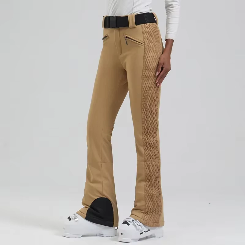 Women's Waterproof Windproof Ski Pants, Slim Snowboard Trousers with Elastic Waist