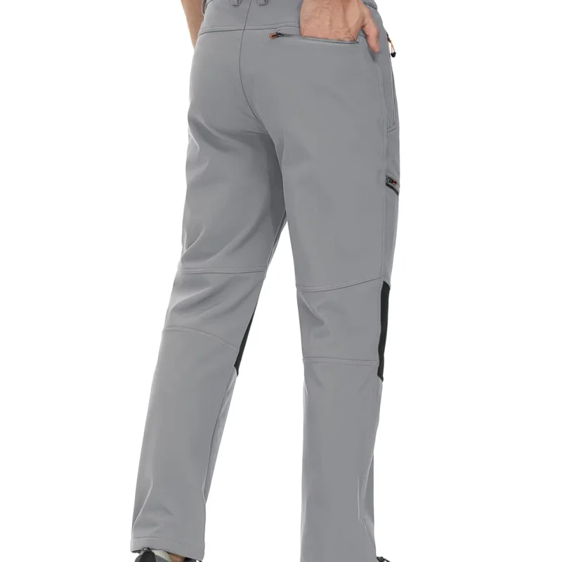 Men’s Fleece-Lined Softshell Ski Pants with Zip Pockets and Reinforced Knees
