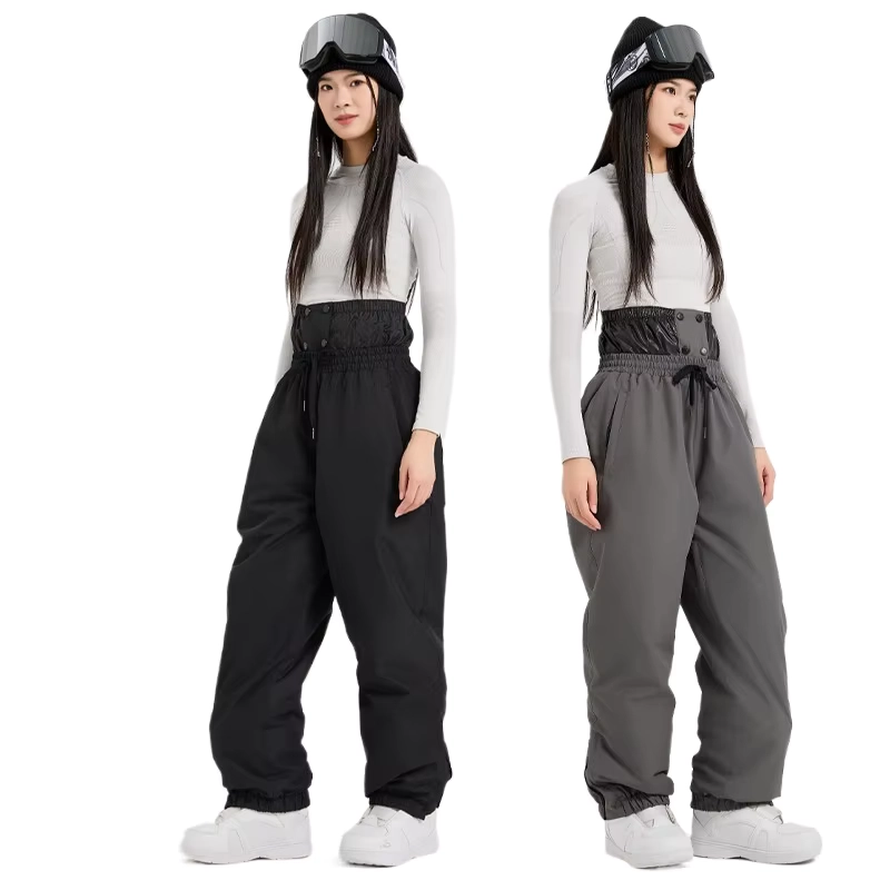 Women’s Oxford Drawstring Ski Pants with Waterproof Windproof Warmth, Wear-Resistant Snow Coverage