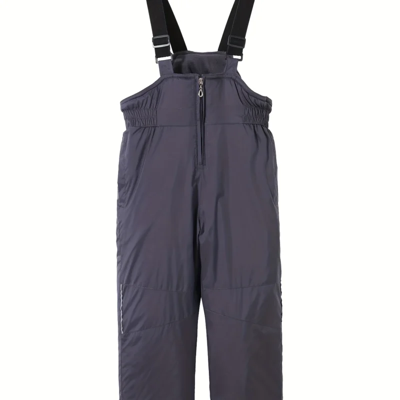 Boys Suspender Ski Pants with Reflective Strips, Zipper Detail and Windproof Cuffs