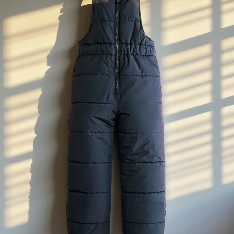 Kids Thickened Bib Ski Pants with Adjustable Shoulder Straps and Warm Polyester Lining
