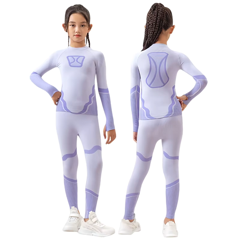 Kids Seamless Quick-Dry Thermal Underwear Set with Breathable Stretch Compression Fit