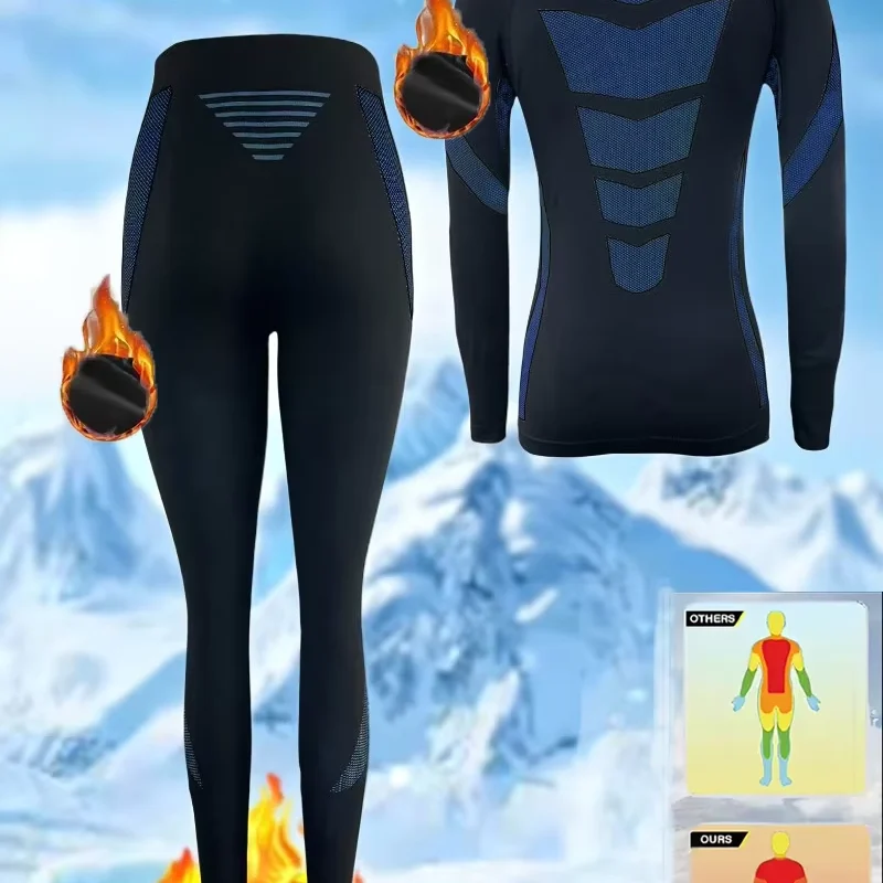 Women’s High-Rise Long Johns Thermal Base Layer Set with 4-Way Stretch and Moisture-Wicking Comfort